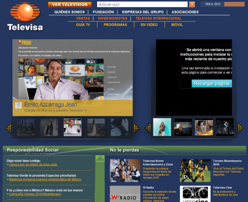Pagina frontal Televisa